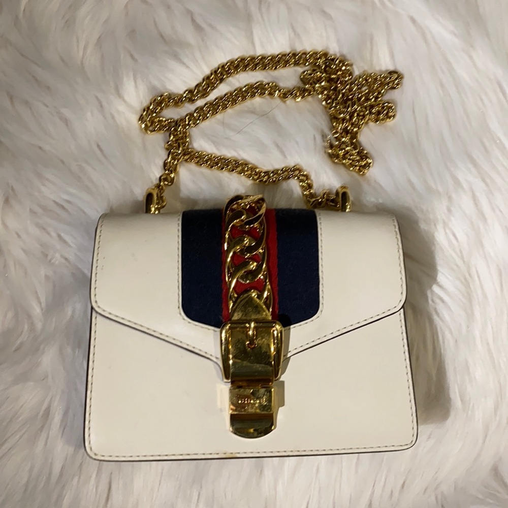 Gucci White mini Sylvie shoulder bag